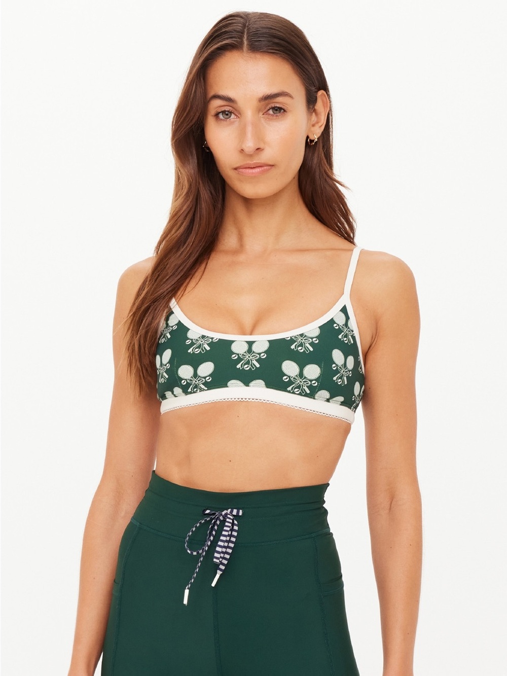 Women's Green Racket Print Sports Bralette NWT Size Small.